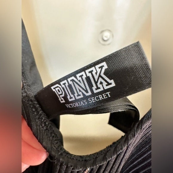 VICTORIA'S SECRET PINK Swim STRAPPY SIDE RIBBED ONE-PIECE Black - Picture 9 of 10